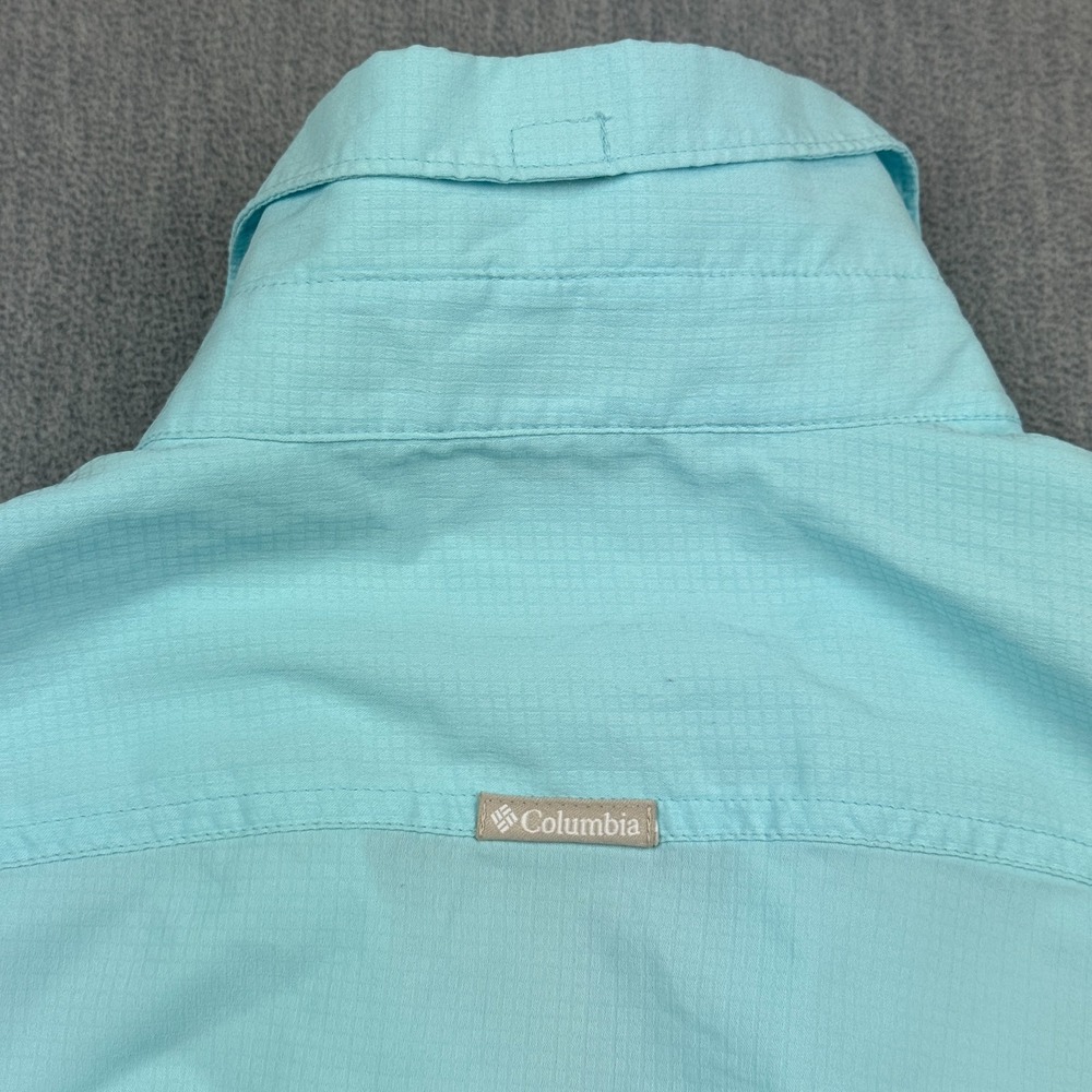 Columbia Shirt Womens Medium Blue Long Sleeves Fishing Sun Protection Button Up - Picture 10 of 12